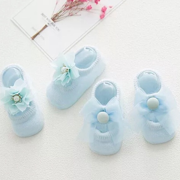 3 Pairs/Lot Lace Bow Flower Baby Socks Anti-Slip - Picture 3 of 6